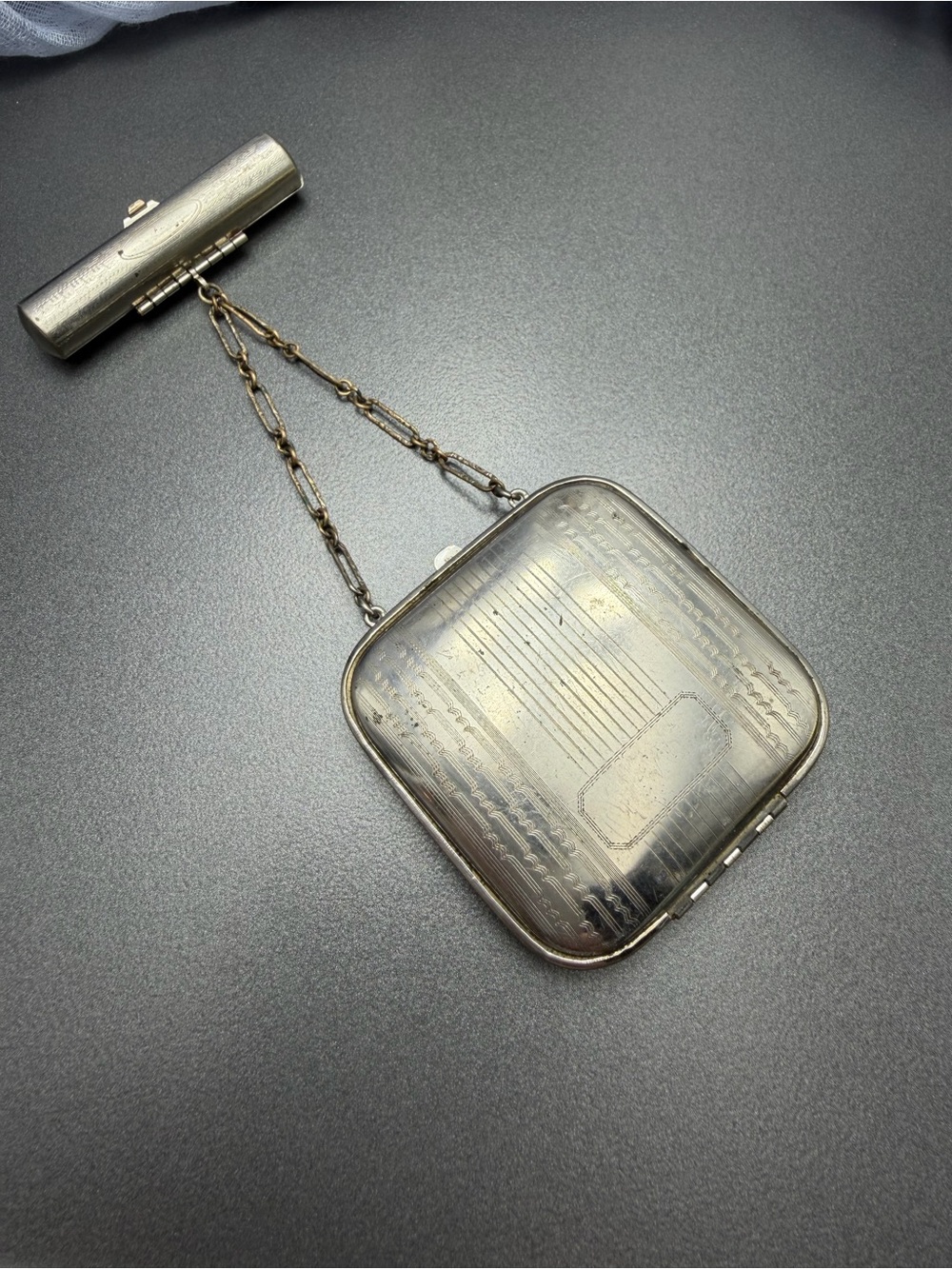 ⬇️⬇️ Antique Edwardian Ladies Compact Case with Lipstick #1AN